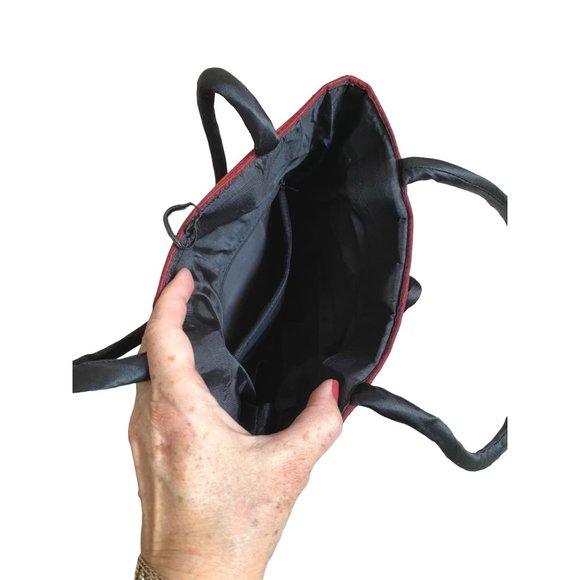 Pretty Embroidered Butterfly Flower Purse Red Organza Black Chinese Knot Handbag - Picture 4 of 5